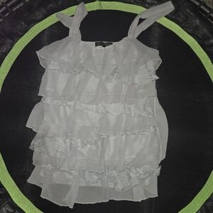 HeartSoul Light Gray Ruffled Chiffon Tank